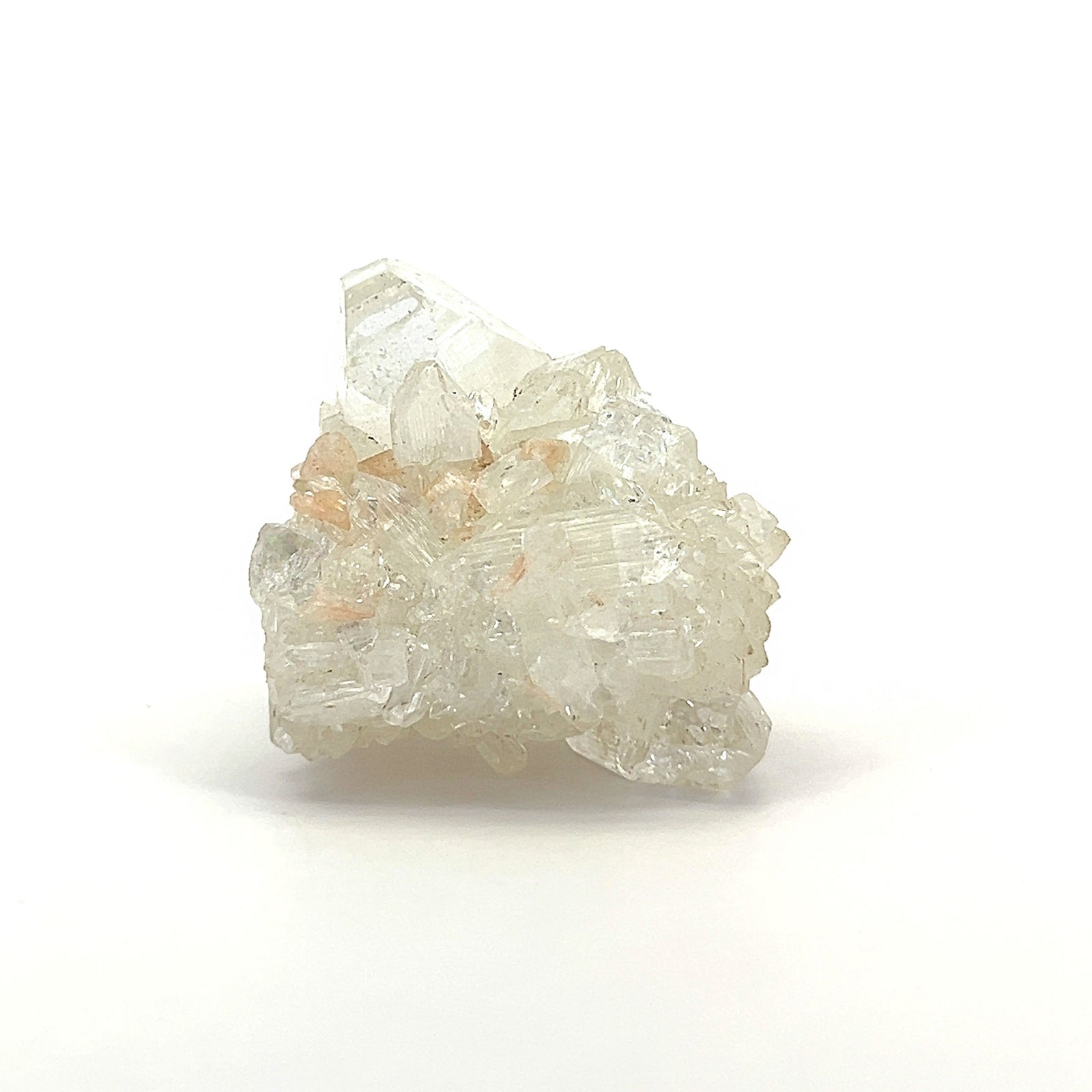 Clear Apophyllite Crystal w/ mini light pink Stilbite
