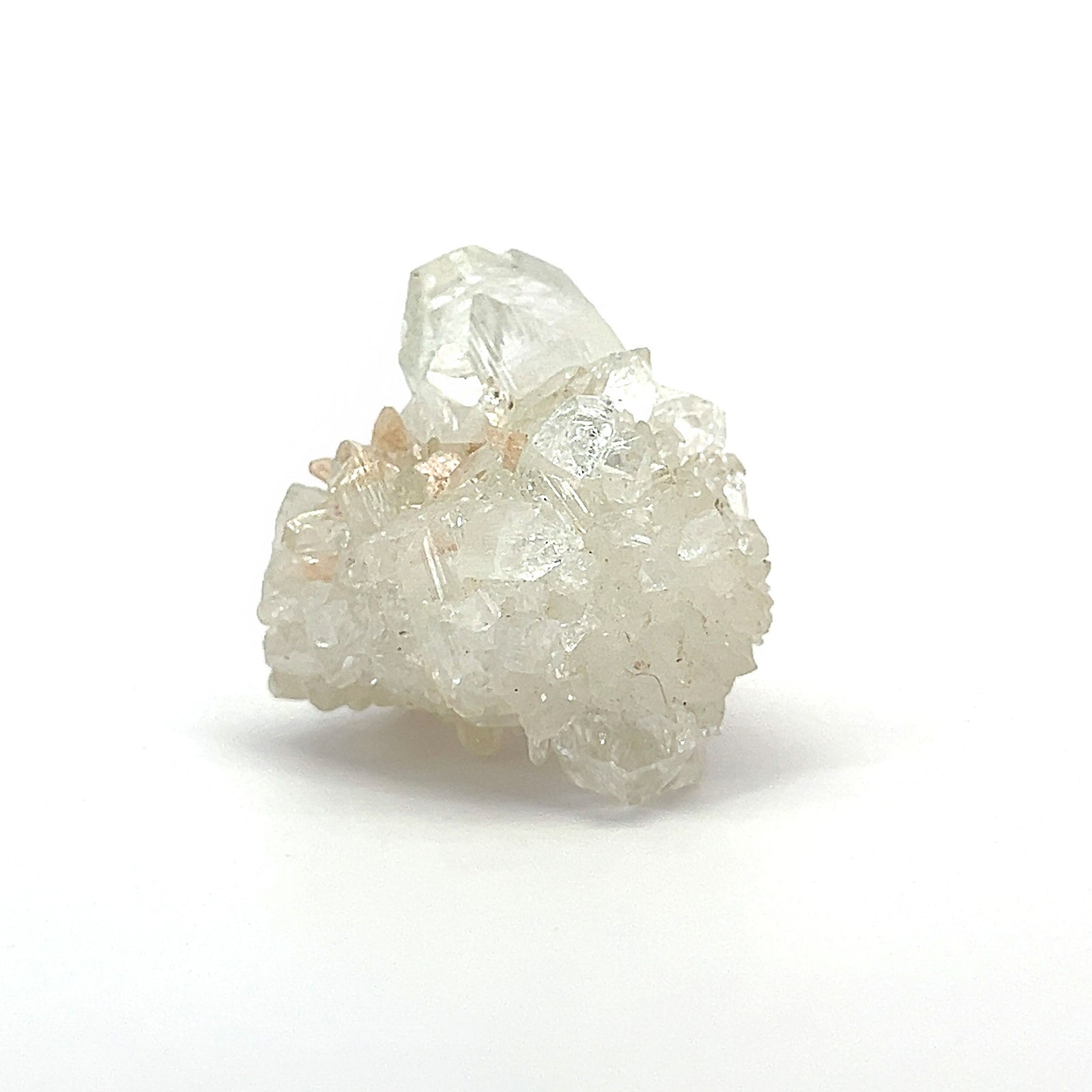 Clear Apophyllite Crystal w/ mini light pink Stilbite