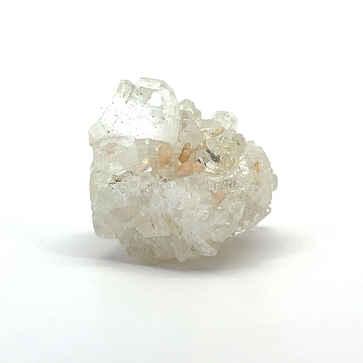 Clear Apophyllite Crystal w/ mini light pink Stilbite